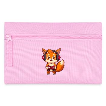 00237 roter Fuchs mit Kopfhörer und Controller - Federtasche - Rosa - Vorne