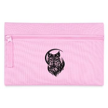 Vintage Wolfportrait Tribal Tattoo Style - Federtasche - Rosa - Vorne
