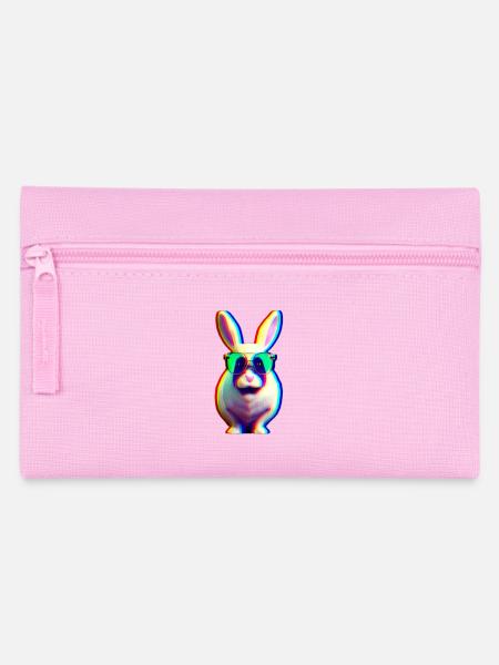 cooler Hase - Glitch Effekt Kaninchen - Federtasche - Rosa