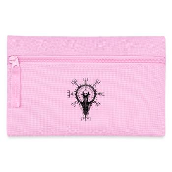 Vegvisir Totenkopf Wikinger Runen Kompass Okkult - Federtasche - Rosa - Vorne