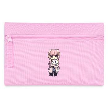 Anime Cats Kawaii Teen Otaku Girl With Cat - Pencil Case - pink - Front