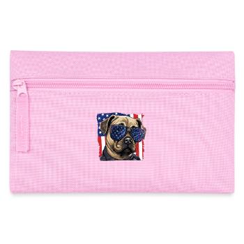 Pug Sunglasses Usa Flag - Pencil Case - pink - Front