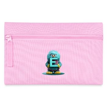 Monstre moelleux avec la lettre E - Trousse - rose - Devant