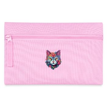 Katze Ästhetisches Blumen-Design - Federtasche - Rosa - Vorne