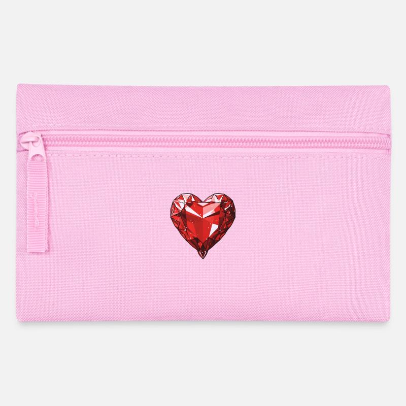 Diamant Herzform - Federtasche - Rosa
