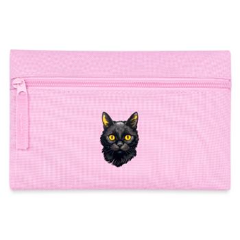 Black Cat Face - Pencil Case - pink - Front