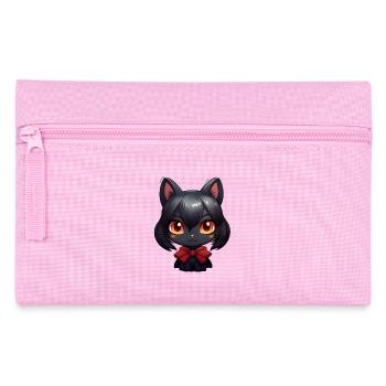 Schwarze Katze Kawaii - Federtasche - Rosa - Vorne