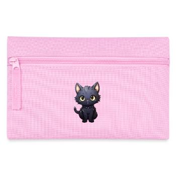 Kawaii Schwarze Katze - Federtasche - Rosa - Vorne