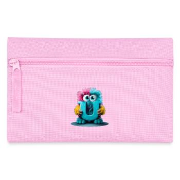 Monstre multicolore tenant la lettre U - Trousse - rose - Devant