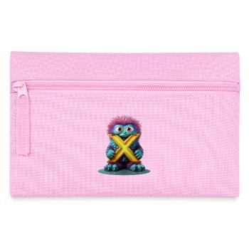 Mehrfarbiges Monster mit X - Federtasche - Rosa - Vorne