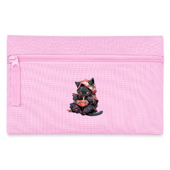 Anime Manga Kawaii Cat Eats Ramen Noodles - Trousse - rose - Devant
