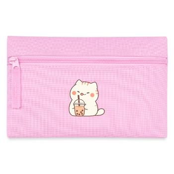 Boba and Cats Katze die Bubble Tee trinkt Anime - Federtasche - Rosa - Vorne