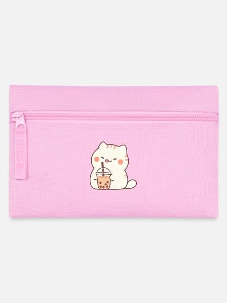 Boba and Cats Katze die Bubble Tee trinkt Anime - Federtasche - Rosa