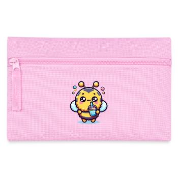 Adorable abeille kawaii mignon animal Boba bulle de thé - Trousse - rose - Devant
