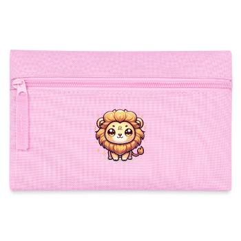 Lion signe du zodiaque astrologie Kawaii Character Design - Trousse - rose - Devant
