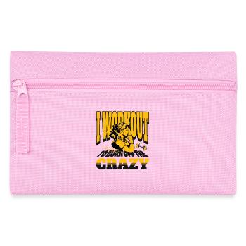 I Workout To Burn Off The Crazy Motivational Quote - Pencil Case - pink - Front
