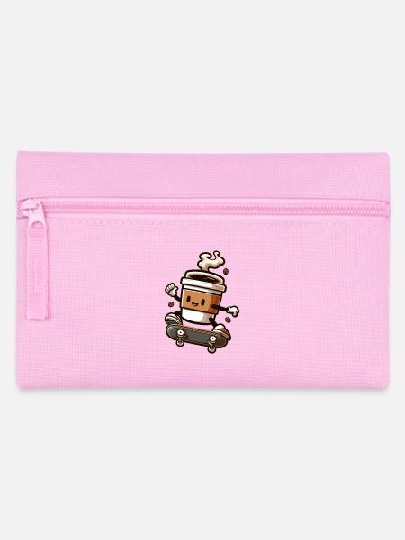 Kaffeebecher Auf Skateboard Grafik - Federtasche - Rosa