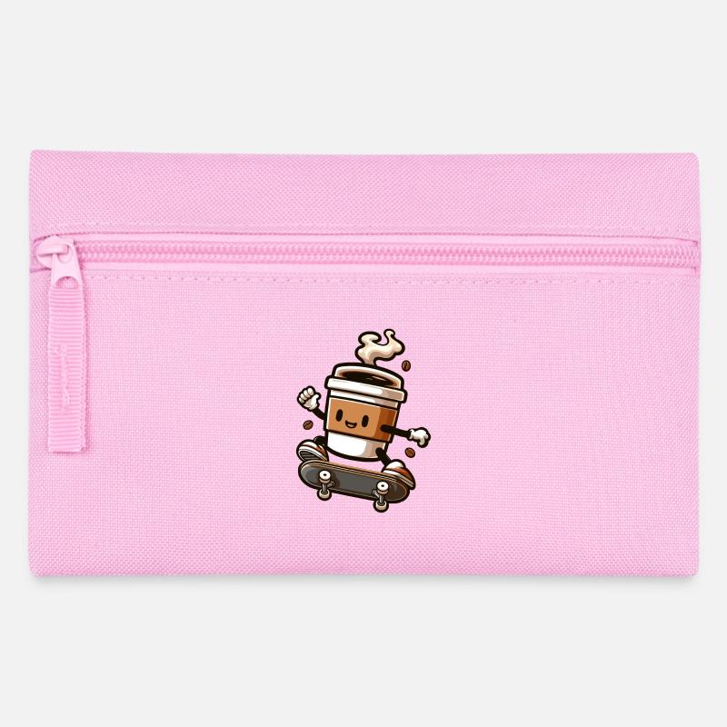 Kaffeebecher Auf Skateboard Grafik - Federtasche - Rosa
