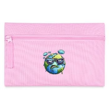 Genervte Erde Mit Brille Und Wolken - Federtasche - Rosa - Vorne