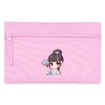 Anime girl with fan - Pencil Case - pink - Front