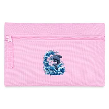 Dolphin, Water, Waves, Ocean - Pencil Case - pink - Front