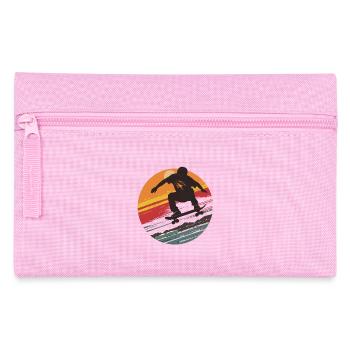 Silhouette Skateboarder au coucher du soleil - Trousse - rose - Devant