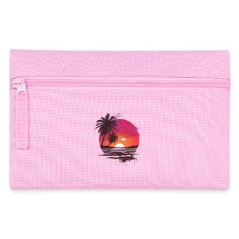 Océan Palmiers Vintage Rétro Coucher de soleil - Trousse - rose - Devant