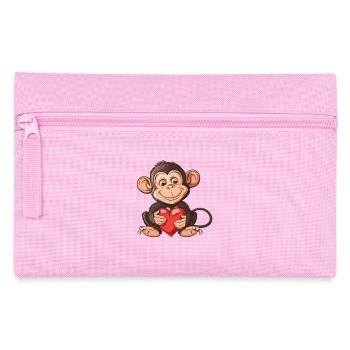 Adorable Monkey Holding A Heart Illustration - - Federtasche - Rosa - Vorne