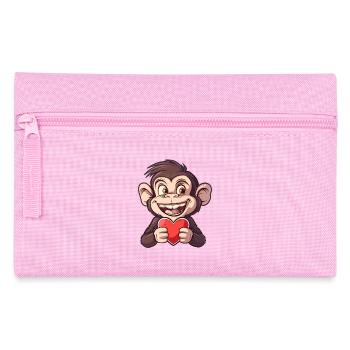 Adorable Monkey Holding a Heart - Cute and - Federtasche - Rosa - Vorne