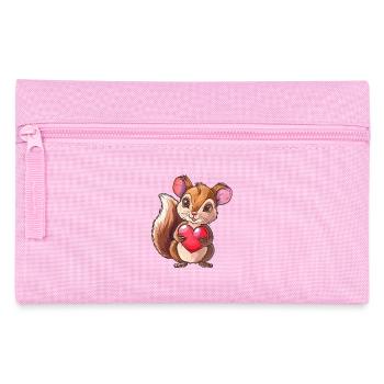 Cute Squirrel Holding a Heart - Pencil Case - pink - Front