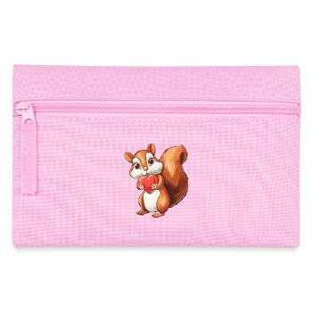 Adorable Squirrel Holding Heart - Cute Woodland - Pencil Case - pink - Front