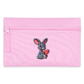 Cute Bunny Holding Heart Illustration Perfect for - Federtasche - Rosa - Vorne