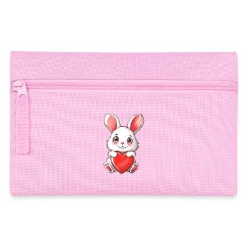 Adorable Bunny Holding Heart Illustration for - Federtasche - Rosa - Vorne