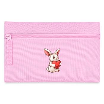 Adorable Bunny Holding Heart Illustration - Federtasche - Rosa - Vorne
