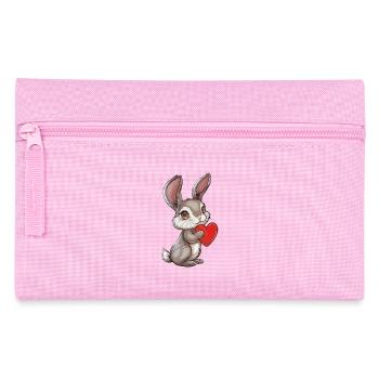 Adorable Bunny Holding Heart - Cute Rabbit - Pencil Case - pink - Front