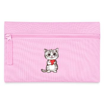 Cute Kitten Holding Red Heart Adorable Love Cat - Federtasche - Rosa - Vorne