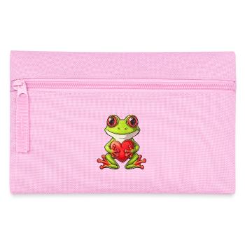 Adorable Frog Holding Heart Illustration for Kids - Federtasche - Rosa - Vorne