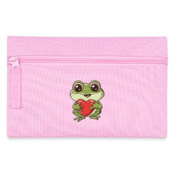 Adorable Frog Hugging Heart - Cute Frog Love - Federtasche - Rosa - Vorne