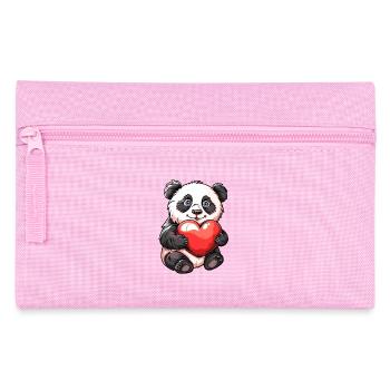 Adorable Panda Holding Heart Cartoon Illustration - Pencil Case - pink - Front