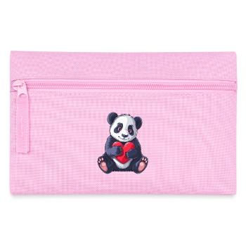 Cute Panda Holding Heart Adorable Animal Love - Pencil Case - pink - Front