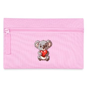 Mignon Koala tenant un coeur avec une expression adorable - Trousse - rose - Devant