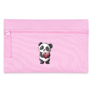 Adorable Panda Holding Heart - Cute Kawaii Panda - Pencil Case - pink - Front