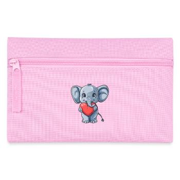 Éléphant mignon tenant une illustration de coeur pour - Trousse - rose - Devant