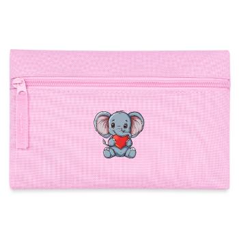 Cute Baby Elephant Holding Heart Illustration for - Federtasche - Rosa - Vorne