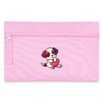 Adorable Puppy Holding Heart Illustration Perfect - Federtasche - Rosa - Vorne