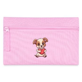 Adorable Puppy Holding Heart Illustration for Dog - Pencil Case - pink - Front