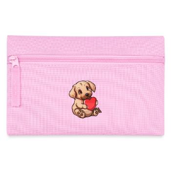 Adorable chiot tenant un cœur - Trousse - rose - Devant
