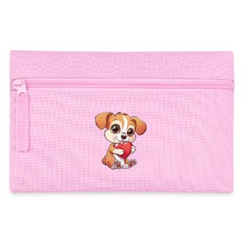 Adorable chiot tenant un coeur - Mignon et adorable - Trousse - rose - Devant