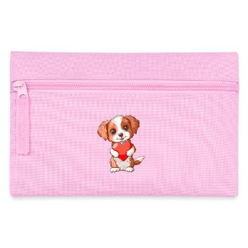 Adorable chiot tenant coeur illustration parfaite - Trousse - rose - Devant
