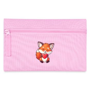 Adorable Fox Holding Heart Illustration - Federtasche - Rosa - Vorne